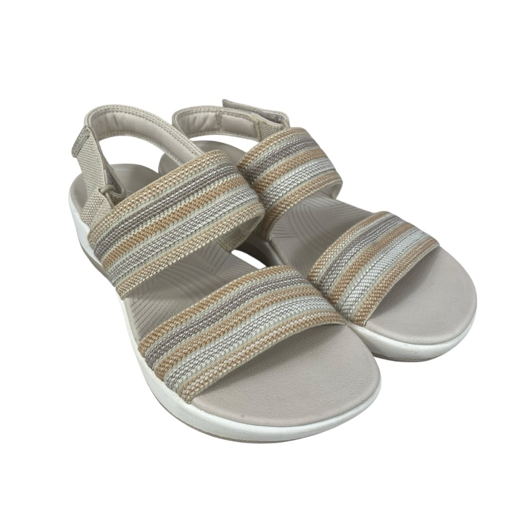 Clarks ARLA STROLL  Cream and Tan Strappy Slingback Sandals  6 1/2M